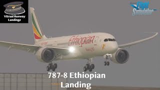 MSFS 4K  Ethiopian 7878 landing  Abidjan 113 FPM 5 Knts Crosswind [upl. by Aikrehs]