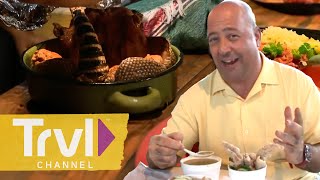 Armadillo amp 6 More CRAZY Dishes from Season 1  Bizarre Foods with Andrew Zimmern  Travel Channel [upl. by Sommers]