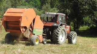 Cab view FIATAGRI 14090  Rotopressa GALLIGNANI 3500L Pressing the hay [upl. by Ecraep533]