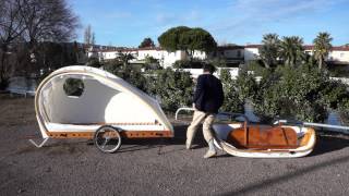 Fliptail folding sailing dinghy fits inside the Foldavan folding bicycle caravan [upl. by Cowen193]