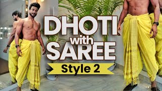 How to wear a Dhoti with Saree Style 2 [upl. by Melisenda]