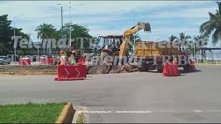 EMPIEZA “DESAPARICIÓN” DE GLORIETAS EN EL MALECÓN POR EL TREN LIGERO [upl. by Ettenna]