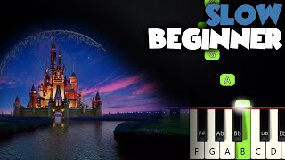 Disney Intro Theme  SLOW BEGINNER PIANO TUTORIAL  SHEET MUSIC by Betacustic [upl. by Aneehc]