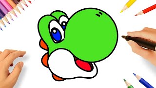 COMMENT DESSINER YOSHI FACILEMENT  SUPER MARIO BROS [upl. by Sahc]