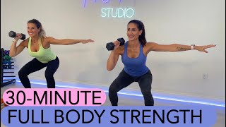 30Min Full Body Dumbbell Workout  No Jumping  All Standing  Total Body Strong Toned amp Sculpted [upl. by Zingale]