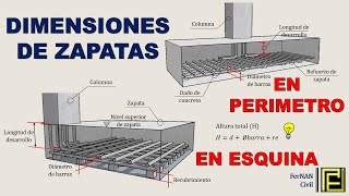 DIMENSIONES DE ZAPATAS PERIMETRALES Y ESQUINERAS [upl. by Llerref]