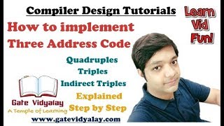 Implementation of Three Address Code  Quadruples Triples Indirect Triples [upl. by Esinehs]