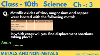 metallic oxides of zinc magnesium and copper were heated with the following metals  Class10th [upl. by Higbee]