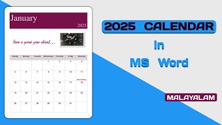 Customised 2025 Calendar in MS Word  Malayalam Tutorial [upl. by Ahsotal]