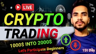 LIVE CRYPTO TRADING  1000 to 2000 Challenge Bitcoin Live Trading  1st Day  VASCAL YADAV [upl. by Rramel]