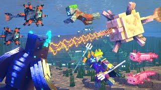 Warden vs Elder Guardian and Drowned Ocean Army Minecraft Animation Movie [upl. by Griselda]