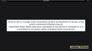 How to set or change static hostname using nmcli command in Rocky Linux 8 [upl. by Yelram]