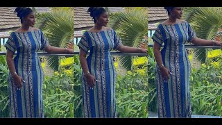 How To Make An Off The Shoulder A Line Printed Maxi Gown [upl. by Covell]