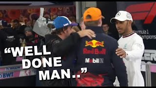 Hamilton Alonso and Norris congratulate Verstappen after winning his second World Championship [upl. by Nohtanoj]