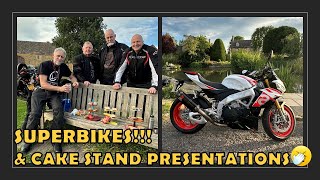 Gary the Aprilia Tuono V4 Riding Naughty Boy Presents Cake Stands to Old Farts [upl. by Tloh]