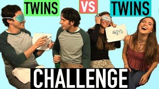 BLINDFOLD DRAWING CHALLENGE  Twins Vs Twins [upl. by Varien215]