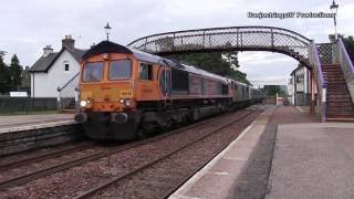 Caledonian Sleeper  66733 amp 73967 1M16 and 5M16 at Kingussie [upl. by Iney]