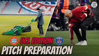 How to prepare the pitch for the Champions League matchup vs Paris St Germain  BTS [upl. by Yunick]