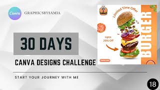 Fast food advertisement post design on canva  Day 18 of 30 days canva design challenge [upl. by Kriste]