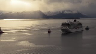 Stranded cruise ship arrives at Norwegian port [upl. by Naahsar]