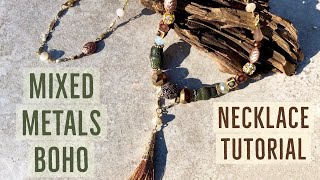 Mixed Metals Boho  Necklace Tutorial  Jesse James Magical Mystery Box  Winter Woods [upl. by Eytteb]