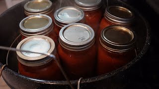 Canning Last Years Tomatoes Frozen  Making Tomato Sauce amp Canning it  Ball Blue Book [upl. by Stefania]