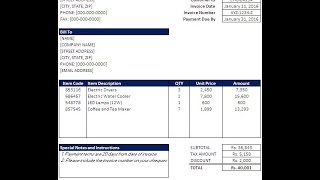 How to Create an Invoice Template in Excel [upl. by Annuahsal]