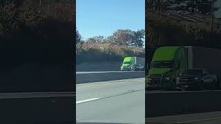 Lime Green Freight Cascadia Truck in Gaithersburg Md on 11324 [upl. by Oina]