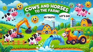 Excavator and Fun Farm–Providing Water for Cows [upl. by Llehsad923]