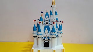 Disney World Castle model making  How to make miniature Disneyland Disney model for school project [upl. by Eelnayr4]