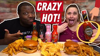 OMG sooooo HOTPopeyes Mukbang while trying VERY Hot Hot Sauces [upl. by Dionysus]