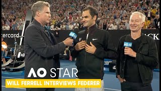 Will Ferrell Interviews Roger Federer  AO Stars [upl. by Jarlathus284]