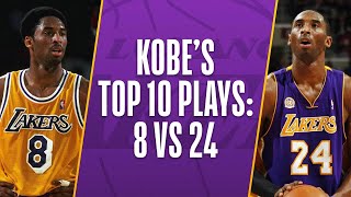 Kobe Bryants Top 10 Plays Of His Career 8 vs 24 [upl. by Navert557]