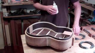 Classical Guitar Building Oberg Guitars Clamping the Top to the Body [upl. by Healion]