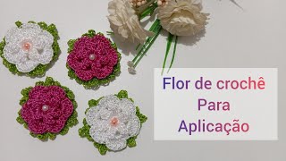 💥 Aprenda como fazer essa linda flor de crochê para aplicação [upl. by Brandie]