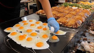 Japanese Style Egg Bacon Pancakes  Japanese Street Food [upl. by Fairley]