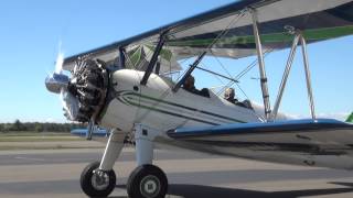 Stearman Startup and departure from Warrenton Fauquier Airport 91713 [upl. by Aicenet]