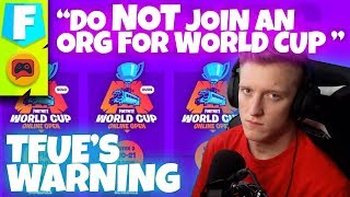 Fortnite News  Tfue Says Dont Join Any Org Before World Cup  Heres Why [upl. by Osnofla]