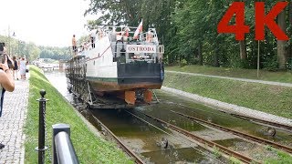 Elblag Canal  Ostpreußen boat lift  Schiff auf Schienen über Land  Poland Rollberge Kanal 4K [upl. by Togram]