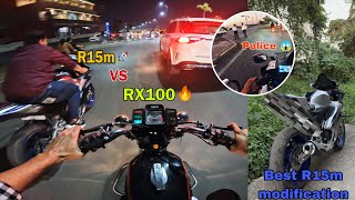 RX100 vs R15M Drage Race🚀🔥  Police caught 🚨  R15m modification [upl. by Xila]