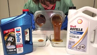 Chevron Delo VS Shell ROTELLA T4 15W40 Cold Flow Test [upl. by Sib]