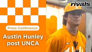 PRESS CONFERENCETennessee baseball pitcher Austin Hunley post UNCA [upl. by Aisak]