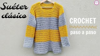 CÓMO TEJER SUÉTER A CROCHET PASO A PASO [upl. by Hgieliak]