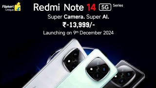 Redmi Note 14 5G series india launch 9 December 12PM officially confirmed ₹13999 Flipkart 😍 [upl. by Vilma]