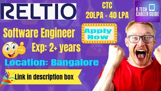 Reltio Hiring 📢 Software Engineer🕺 CTC 2040 LPA🤑 Bangalore 🏙 reltio hiring softwareengineer [upl. by Yecart700]