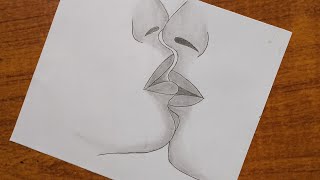 How to draw a lips kiss  Drawing for kiss Step by step  pencil sketch  Art video [upl. by Gerhard532]