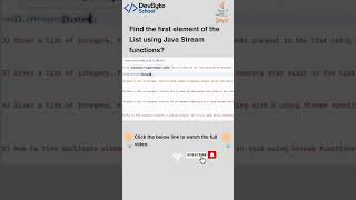 Find the first element of the List using Java 8 Stream functions  DevByteSchool [upl. by Demitria]