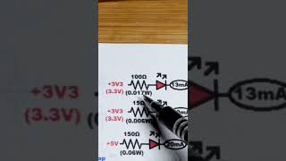 100 Ohms Protecting Red LED From 3V3 short shorts electronics [upl. by Ialohcin]