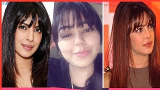 Priyanka Chopra inspired Haircut  Side Swept Bangs Flicks  Haircut DIYHOW TO CUT BANGS AT HOME [upl. by Alhak]