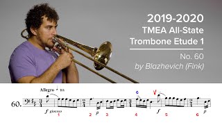 20192020 TMEA AllState Tenor Trombone Etude 1  No 60 by BlazhevichFink [upl. by Giesser]